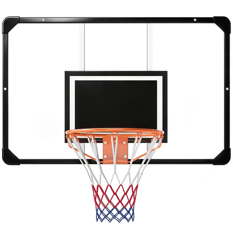 SPORTNOW Canasta de Baloncesto de Pared con Red Diámetro de 45 cm y Marco de Acero para Interior y Exterior 113x61x73 cm Negro