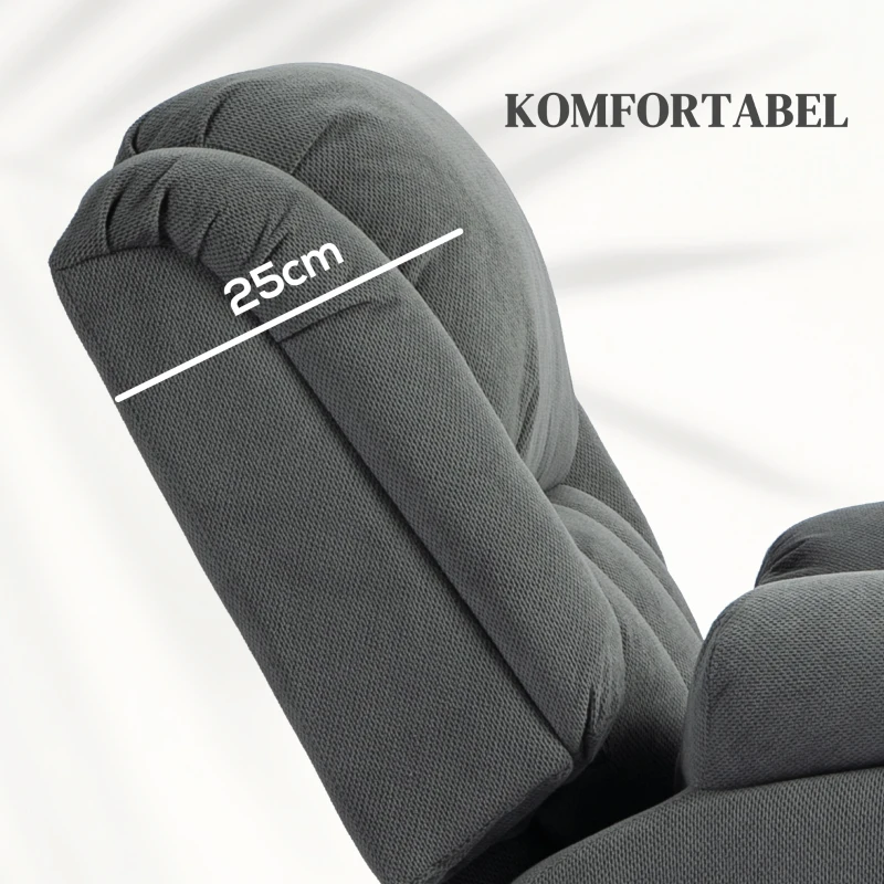 HOMCOM TV-fauteuil met massage- en verwarmingsfunctie, elektrische sta-op fauteuil, afstandsbediening, zijvakken, grijs
