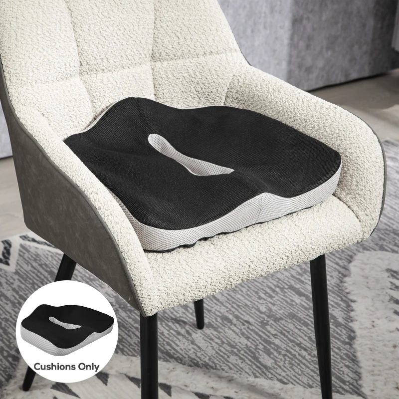 HOMCOM Cojín de Asiento de Espuma Viscoelástica con Base Antideslizante para Silla de Comedor Silla de Ruedas Negro