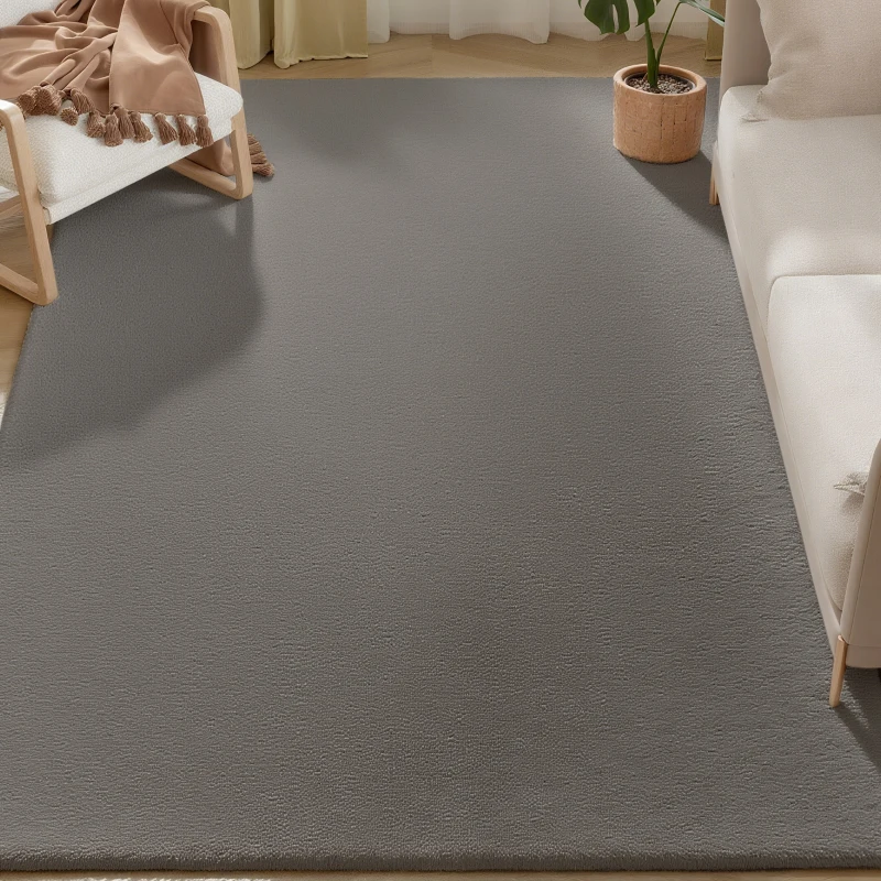 HOMCOM Tapis salon 200 x 140 cm tapis à poils longs, lavable en machine, antidérapant, en fausse fourrure, gris clair