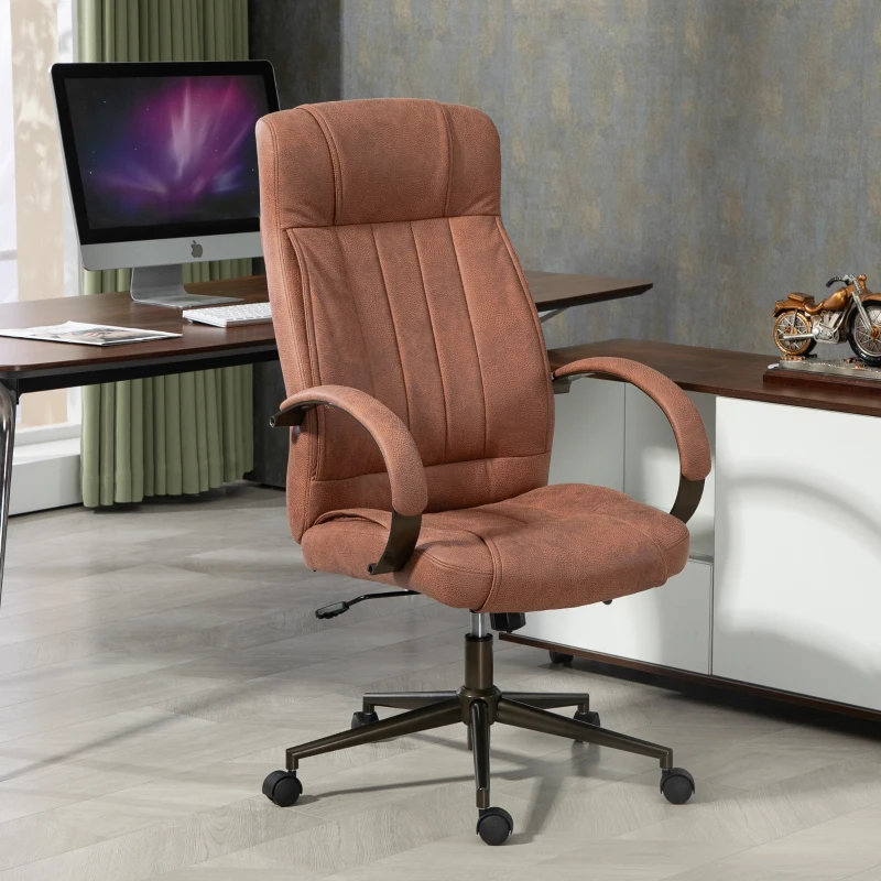 Vinsetto Silla de Escritorio Giratoria con Altura Ajustable Reposacabezas Reposabrazos y Respaldo 65x71,5x114-122 cm Marrón