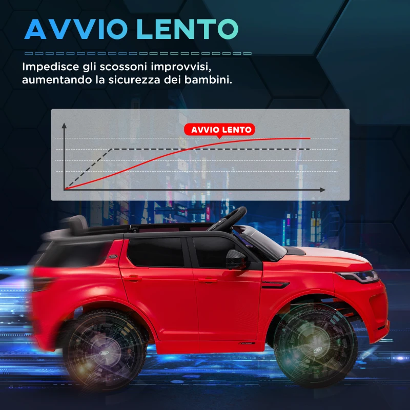 AIYAPLAY Macchina Elettrica per Bambini a Licenza Land Rover con Fari, Clacson e Cintura,106x65.5x51 cm, Rosso