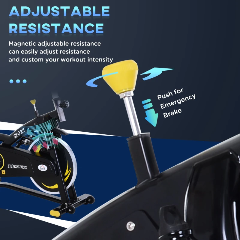 HOMCOM Stationary Exercise Bike, Aerobic Indoor Training,  Upright Cycling Cardio Workout, Home Fitness Racing Machine with 10KG Flywheel, LCD Monitor & Phone Holder, Yellow