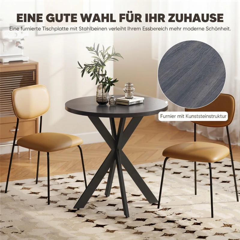HOMCOM Esstisch 75 x 75 cm rund Küchentisch für 2-4 Personen modern Esszimmertisch mit Spinnenfuß Schwarz