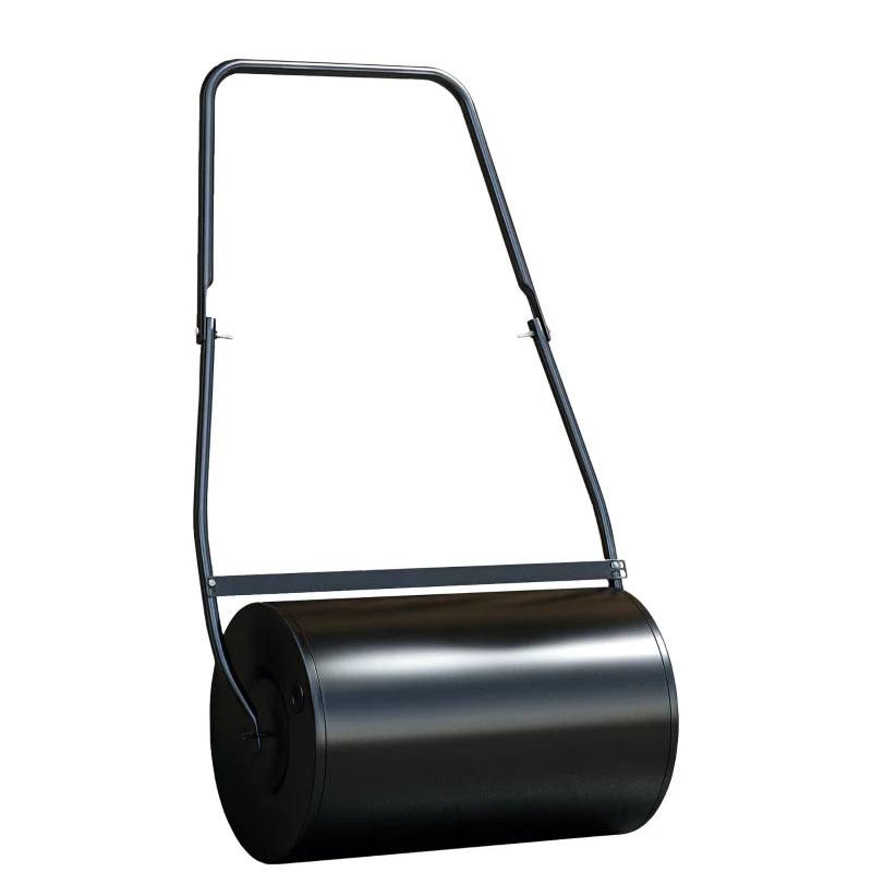 DURHAND Rouleau à gazon, rouleau de jardin, remplissable avec 38 L d'eau ou de sable, 60 x 32 x 105 cm, noir