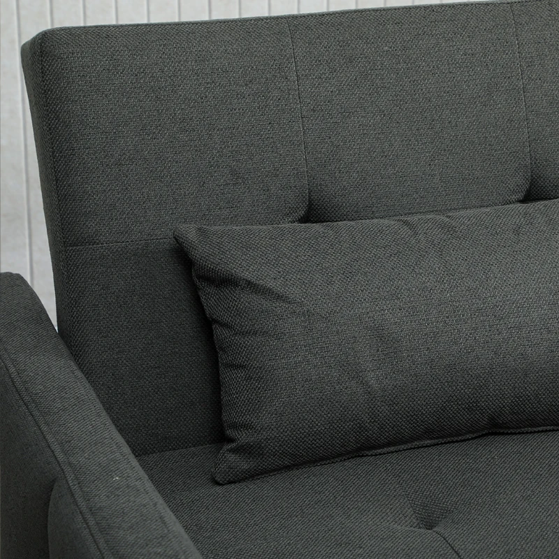 HOMCOM Three-Way Two-Seater Sofa Bed - Charcoal Grey