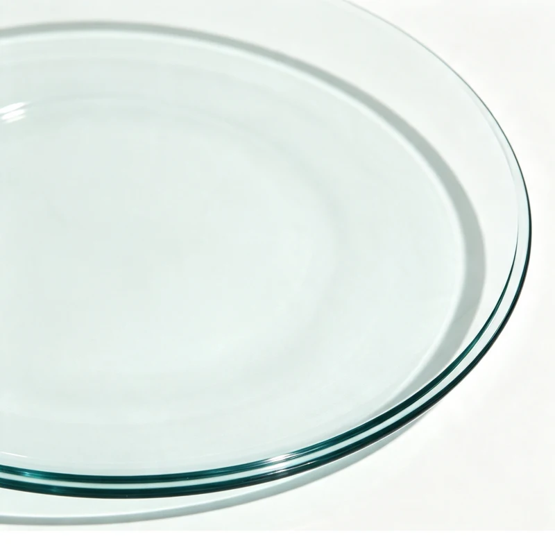 Plateau de table rond en verre trempé, résistant aux chocs et à la chaleur, sans montage, 61x61x0.6 cm, Transparent