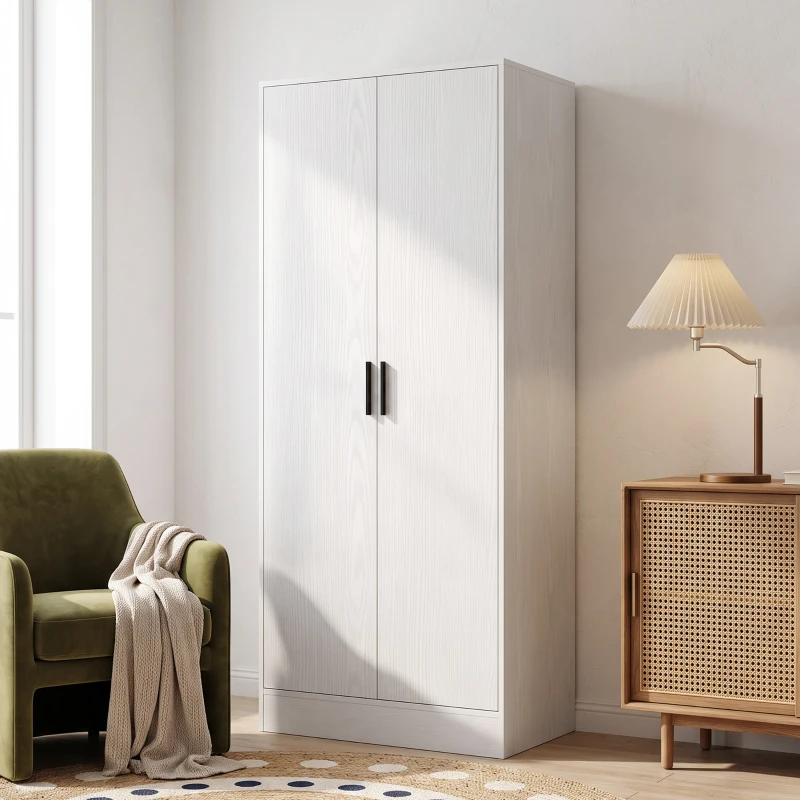 HOMCOM Armadio Slim con Barra Appendiabiti e Ripiani per Vestiti, 70x37x164 cm, Bianco