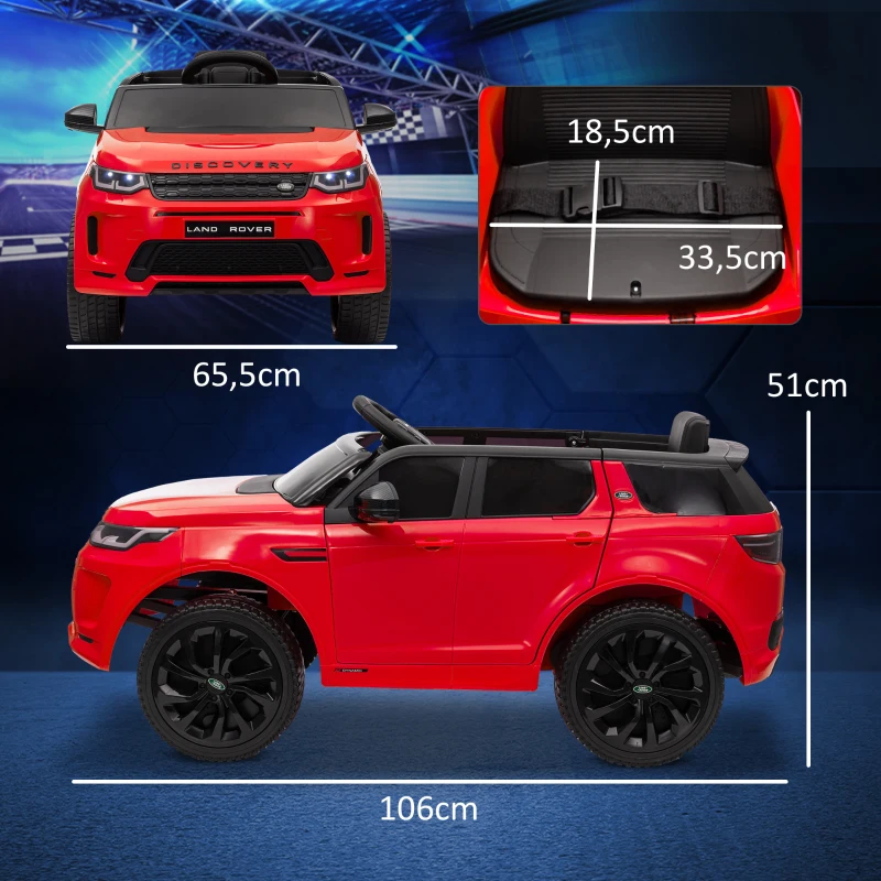 AIYAPLAY Macchina Elettrica per Bambini a Licenza Land Rover con Fari, Clacson e Cintura,106x65.5x51 cm, Rosso