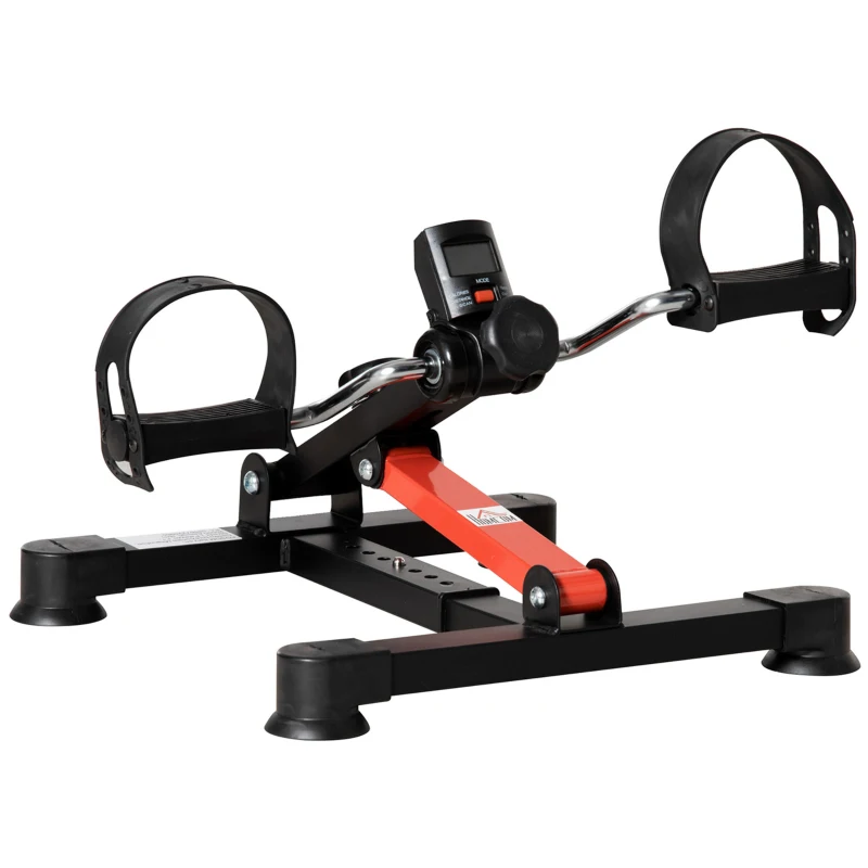 HOMCOM Mini Bicicleta Estática de Ejercicio Pedales Estáticos con Altura y Longitud Ajustables Pantalla LCD Máquina Pedalear de Manos y Piernas 33-43x40x24,5-34,5 cm Negro