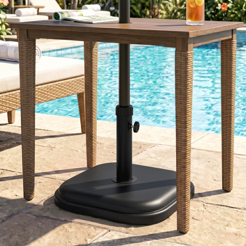Outsunny 11kg Concrete Garden Parasol Base Holder - Square Outdoor Table Umbrella Stand Weight, Black