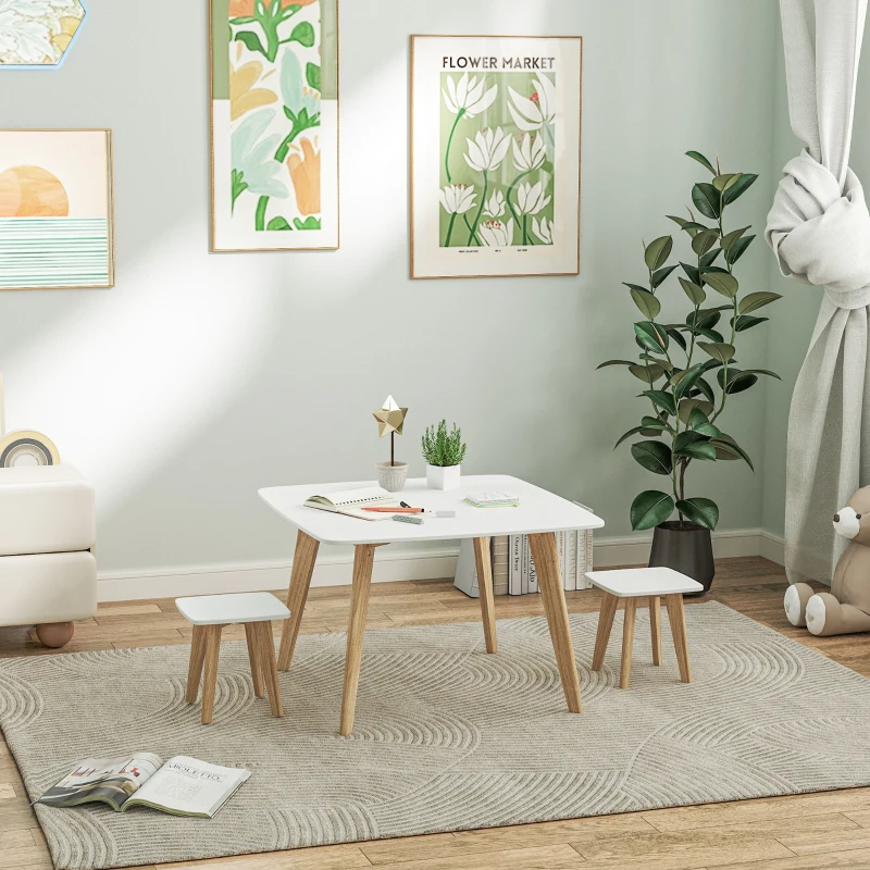 AIYAPLAY Ensemble 1 table et 2 chaises pour enfants, meuble polyvalent pour chambre, salle de jeux, 3-8 ans