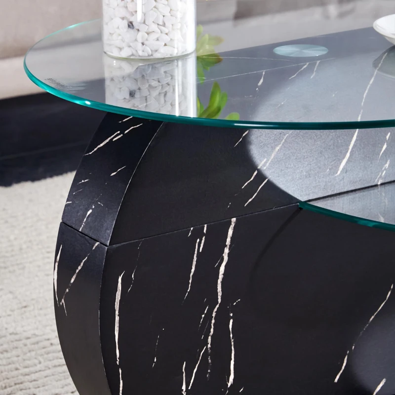 Table basse moderne minimaliste, design italien, pieds antidérapants, 89.9x69.9x43.2 cm, Transparent