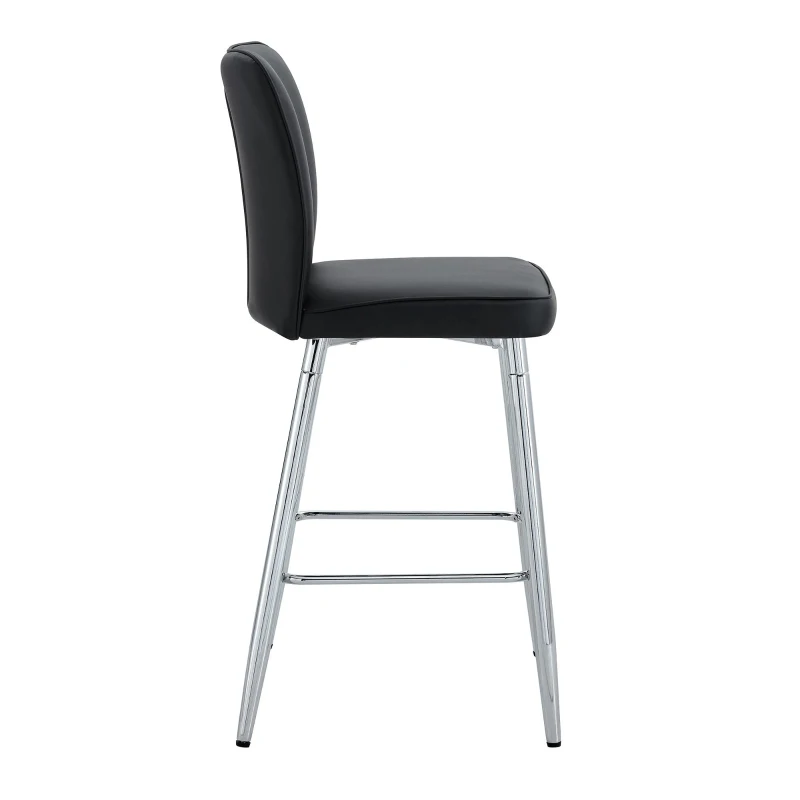 Tabouret de bar haut, lot de 2, pieds réglables antidérapants, 44,00x44,00x101,00 cm, Noir+Argent
