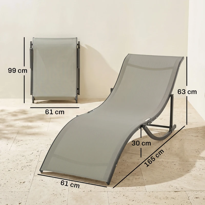 Outsunny Set 2 Sdraio da Giardino Pieghevoli, Lettino Prendisole in Alluminio e Textilene, 61x165x63cm