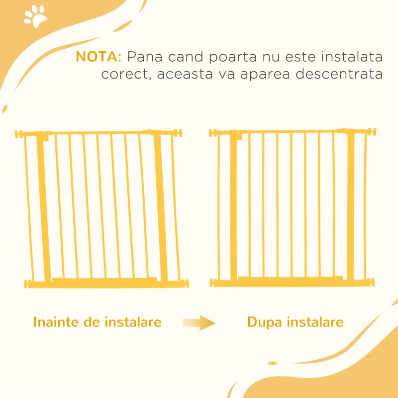 Pawhut Poarta Siguranta Copii & Animale – 76×72–82 cm, Alb Reglabila