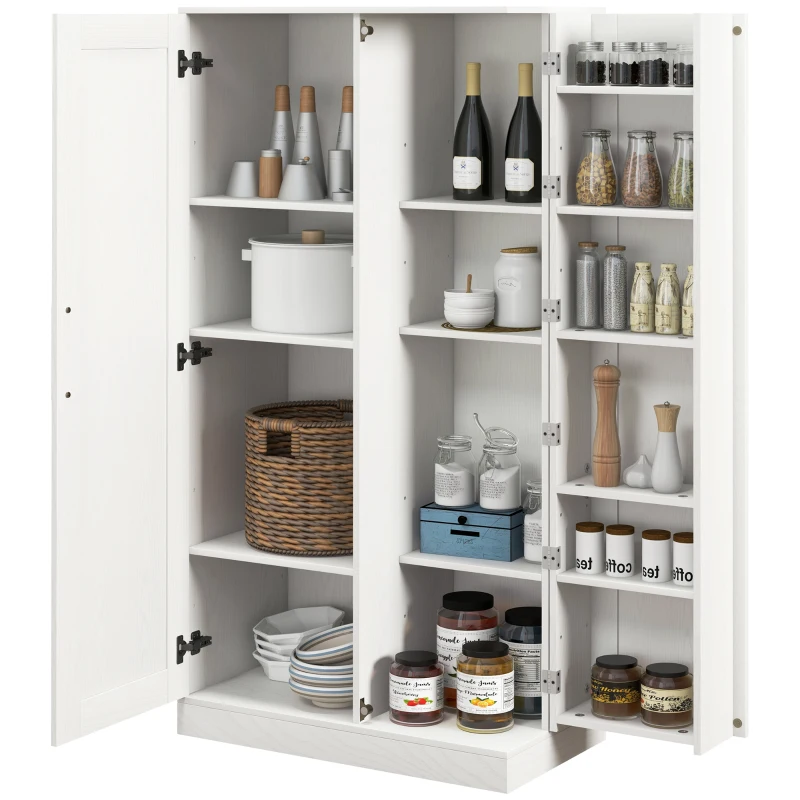 HOMCOM Credenza Cucina con 2 Ante, Ripiani Regolabili, per Sala da Pranzo Salotto, 80x43x160 cm, Bianco Effetto Legno