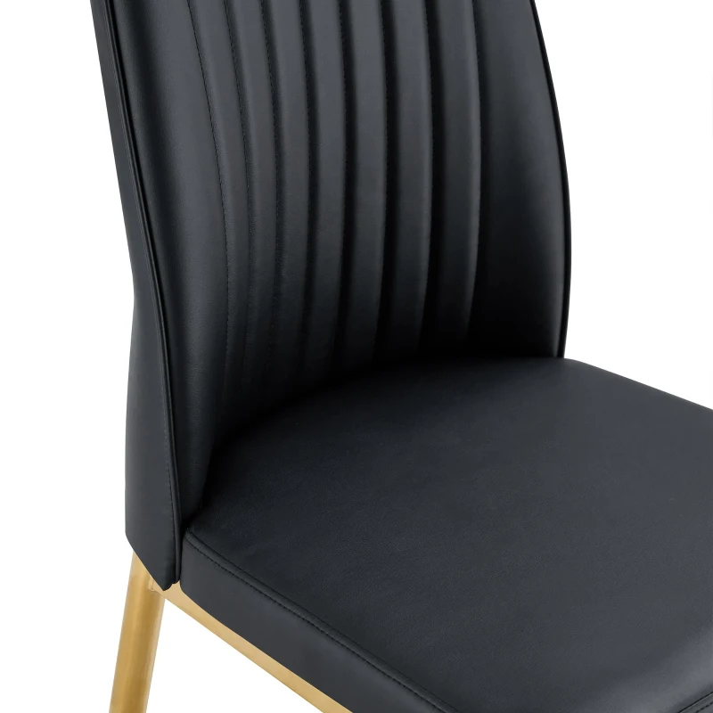 Lot de 4 chaises de salle à manger, design élégant et glamour, structure en métal, 43,00x42,50x92,50 cm, Noir+Doré