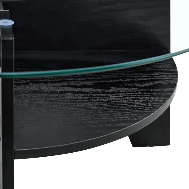 Table basse ronde, design moderne, patins antidérapants, 80x80x36 cm, Transparent