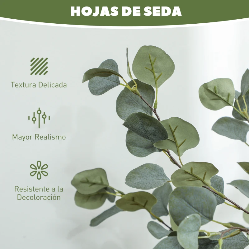 HOMCOM Planta Artificial Decorativa de 150 cm Eucaliptus Sintético con 230 Hojas en Maceta para Interior Verde