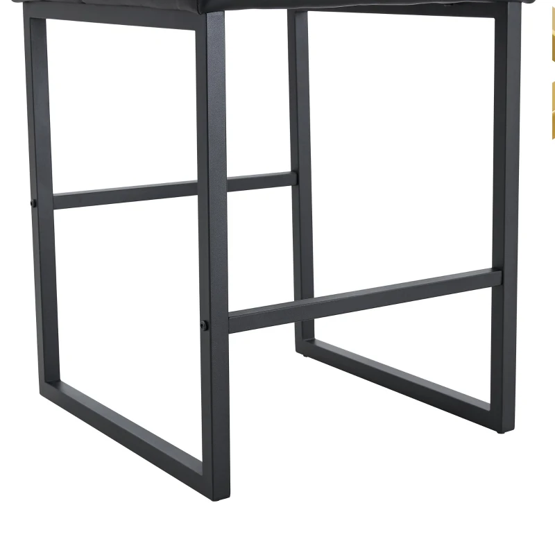 Lot de 2 tabourets de bar style nordique, structure métallique robuste avec pieds argentés, 48x53.3x91.4 cm, Noir