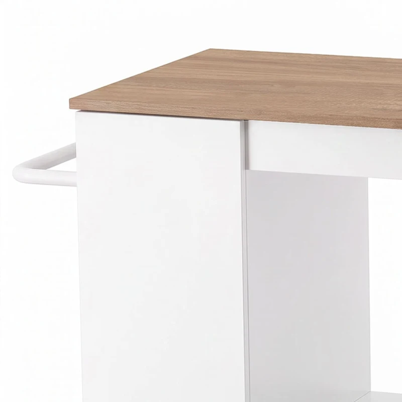 HOMCOM Kitchen Trolley on Wheels, Rolling Kitchen Island Cart with Power Outlet, Cabinet, Pull-Out Drawer, White