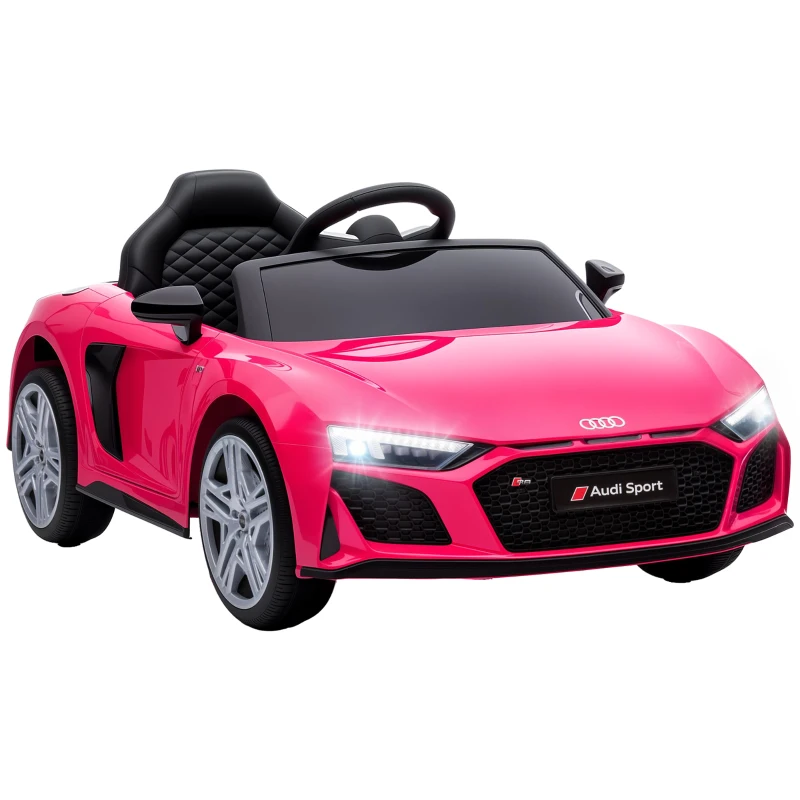 AIYAPLAY 12V elektrische kinderauto met afstandsbediening, lithiumaccu, 2 motoren, soft start en achterwielvering, roze
