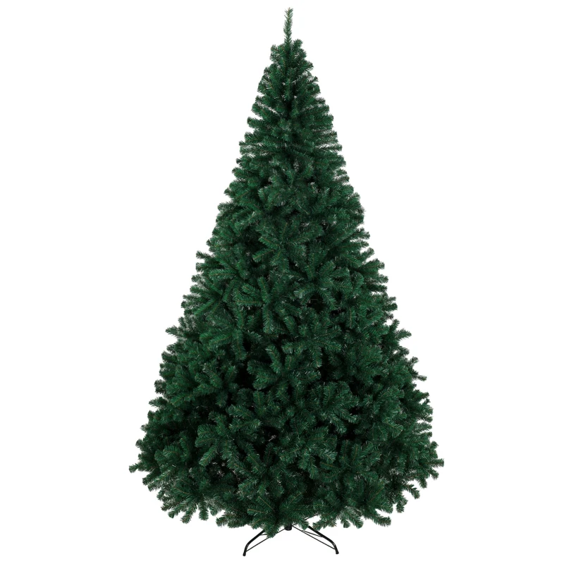HOMCOM Brad de Crăciun de tip molid 270 cm cu crengi articulate 2418 vârfuri din PVC ignifug montaj rapid suport din oțel verde
