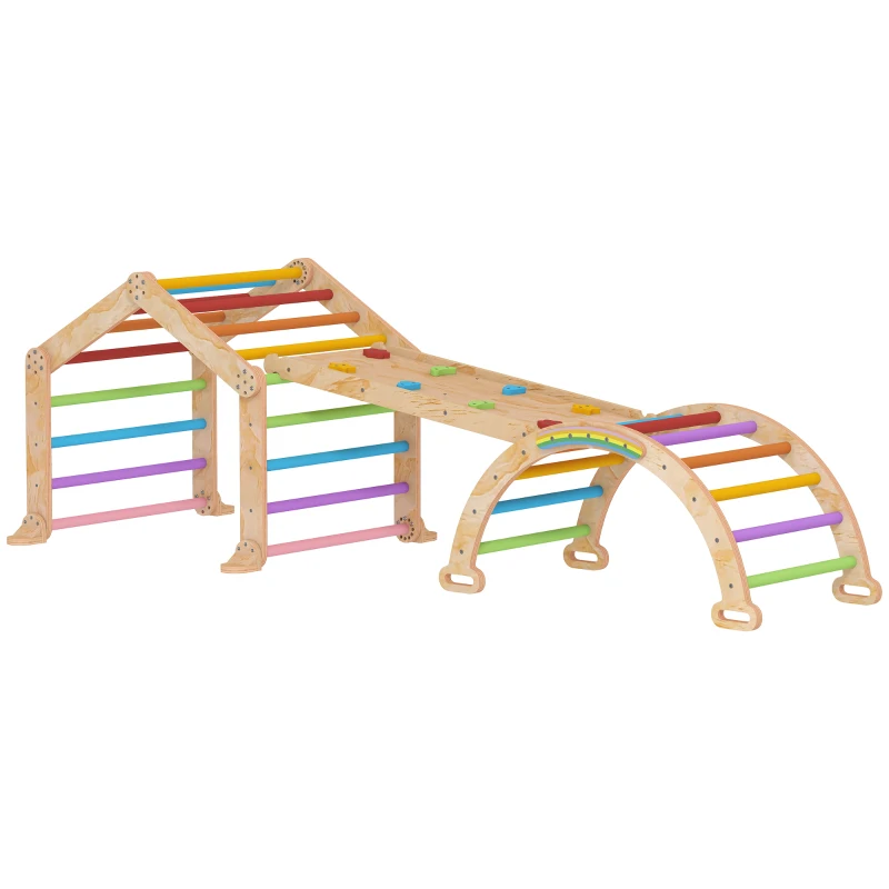 AIYAPLAY 9 in 1 Toddler Climbing Frame with Ramp, Slide, Arch, Ladder, Blackboard for 18-48 Months