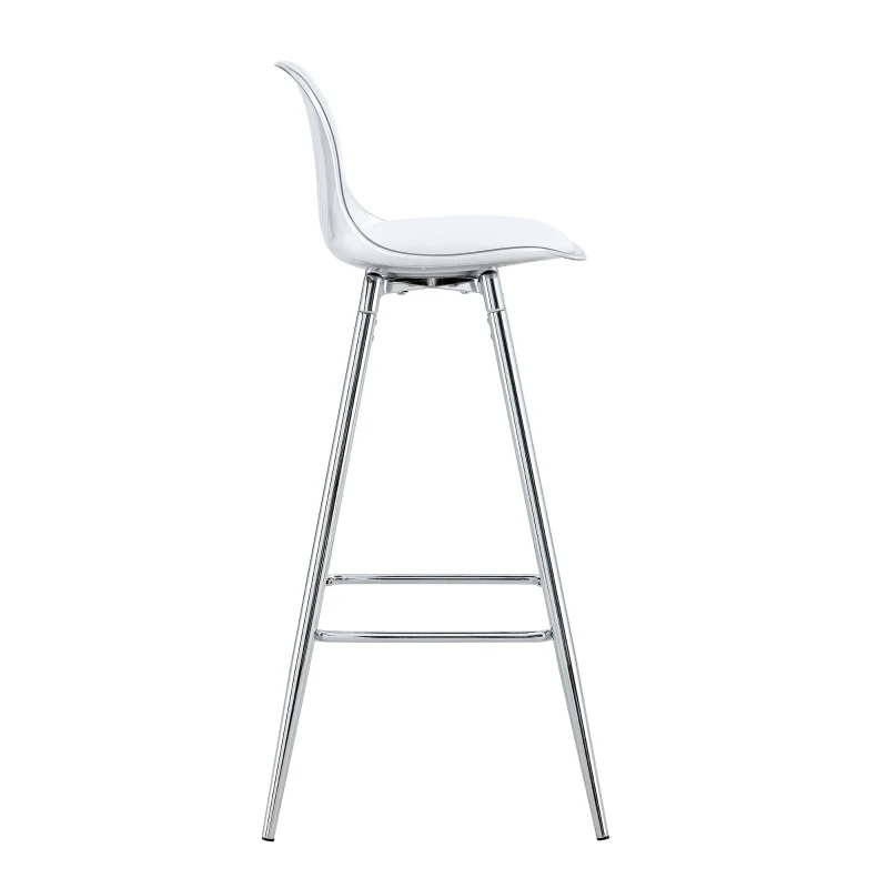 Lot de 2 tabourets de bar, design moderne et polyvalent idéal pour café, 38x33x96.5 cm, Argent+Transparent