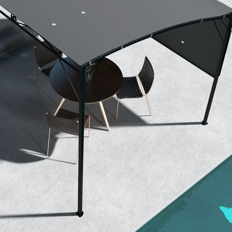 Outsunny 3 x 2.5m Patio Metal Gazebo Door Window Awning Wall Mount Metal Outdoor Shelter Charcoal Grey