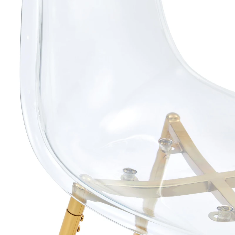 Lot de 4 tabourets de bar transparents, design moderne au look aérien, 51x45x102 cm, Doré