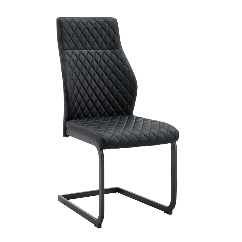 Chaise de salle à manger, confort optimal, structure métallique noire robuste, 43,00x63,00x100,00 cm, Noir