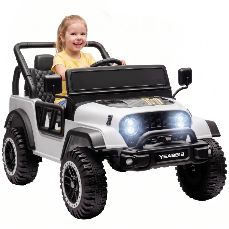 AIYAPLAY Voiture Électrique Enfants 12V, Buggy Électrique Enfants, 2 Moteurs, Télécommande 2,4G, Batterie Lithium, Blanc