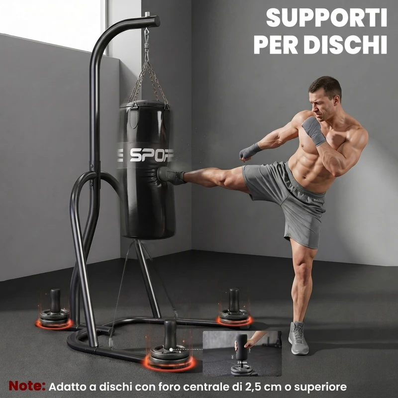 SPORTNOW Supporto per Sacco da Boxe con Sacco, Catena a 360°, Max 120kg, Allenamento MMA Muay Thai Palestra Casa