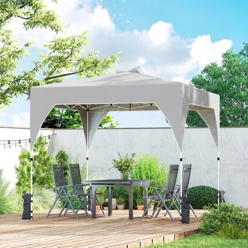 Outsunny Pavilion 3x3m Pliabil, Montaj Ușor cu Buton, UPF 50+ Protecție