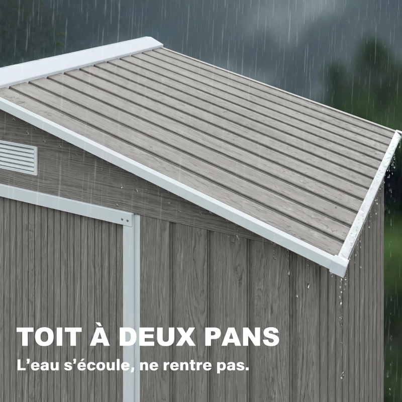 Outsunny Abri de Jardin 2,42 m² - Remise pour Outils avec Fondation - cabanon Porte verrouillable - tôle d'acier marron clair