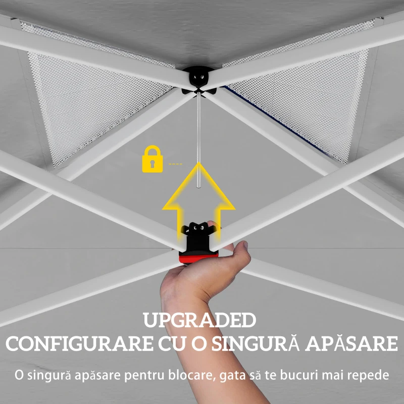 Outsunny Pavilion 3x3m Pliabil, Montaj Ușor cu Buton, UPF 50+ Protecție