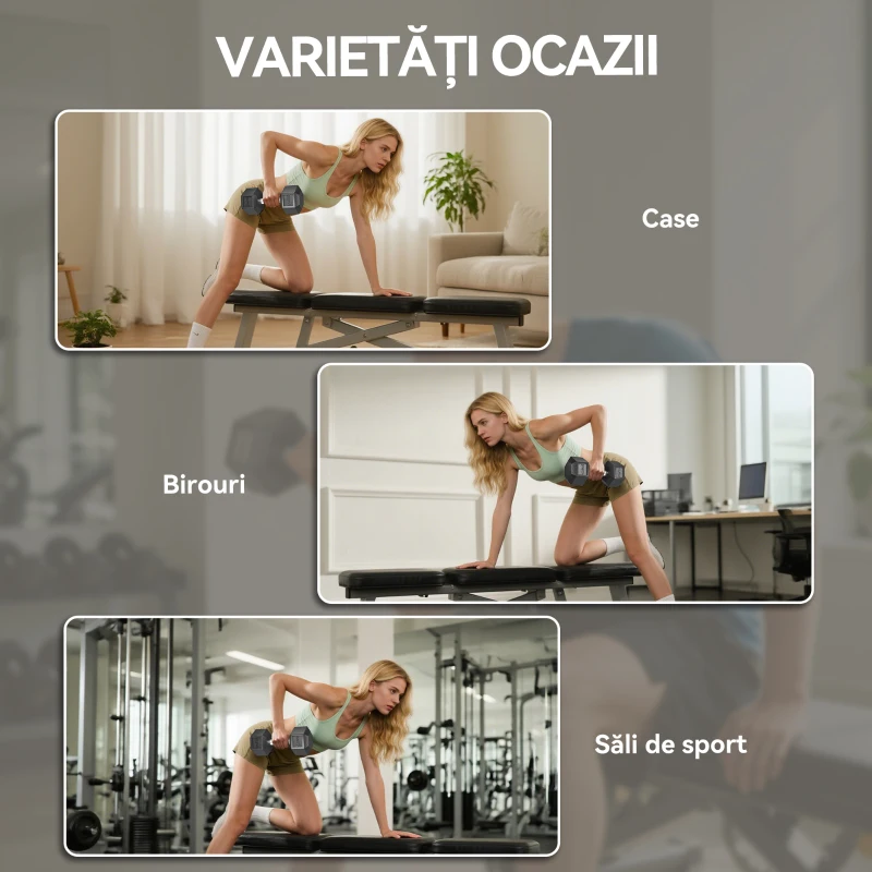 HOMCOM Ganteră Hexagonală din Cauciuc 12,5 kg, Portabilă, pentru Acasă sau Sală, Negru