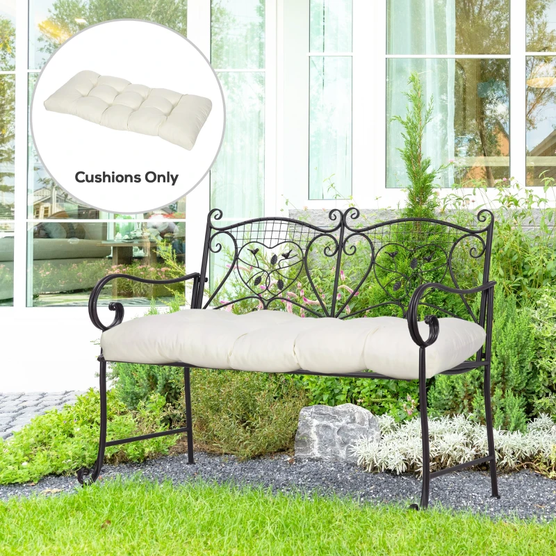 Outsunny Cojín para Banco de 2 Plazas para Interior y Exterior con 8 Puntadas para Sillas Sofás 110x48x8 cm Crema