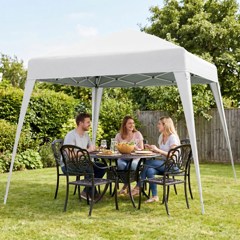 Outsunny Tonnelle de Jardin 3x3m Pop up Tente Pliable Acier Polyester imperméabilisé Anti UV avec Sac de Transport Blanc