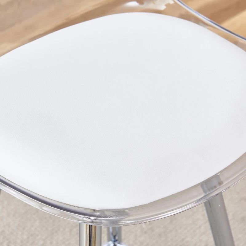Lot de 2 tabourets de bar, design moderne et polyvalent idéal pour café, 38x33x96.5 cm, Argent+Transparent