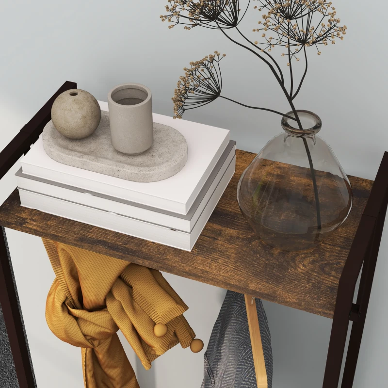 HOMCOM Appendiabiti da Terra con Asta, 3 Cassetti e Ripiani, in Legno MDF e Acciaio, 58.5x30x178 cm, Marrone