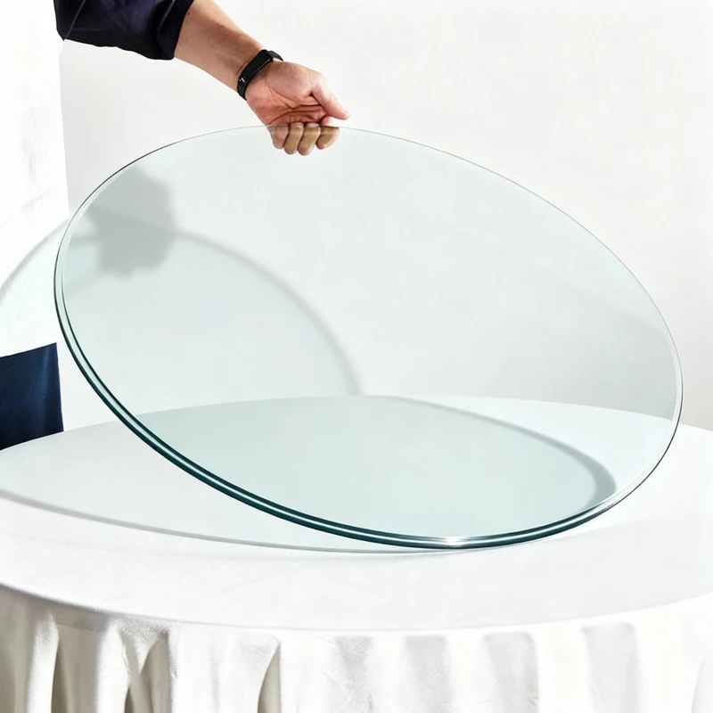 Plateau de table rond en verre trempé, ultra résistant, résistant à la chaleur, 76x76x0.72 cm, Transparent