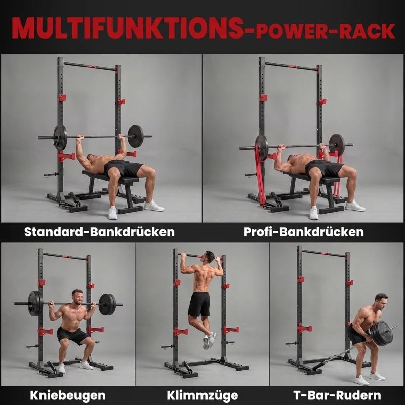 SPORTNOW Power Tower Squat Rack Klimmzugstange Freistehend mit verstellbare Breite Scheibenhalter Landmine