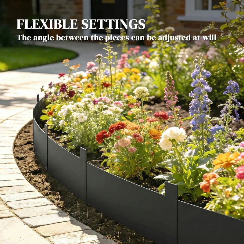 Outsunny 5pcs Garden Fence, Metal Picket Fence Panels, 102x20cm, Black