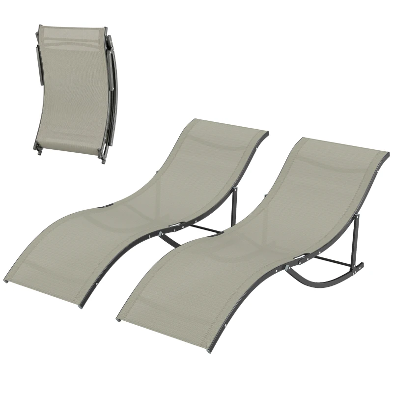 Outsunny Set 2 Sdraio da Giardino Pieghevoli, Lettino Prendisole in Alluminio e Textilene, 61x165x63cm