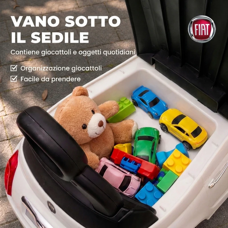 AIYAPLAY Macchina Cavalcabile per Bambini 12-36 Mesi Licenza Fiat con Musica e Clacson, Bianco