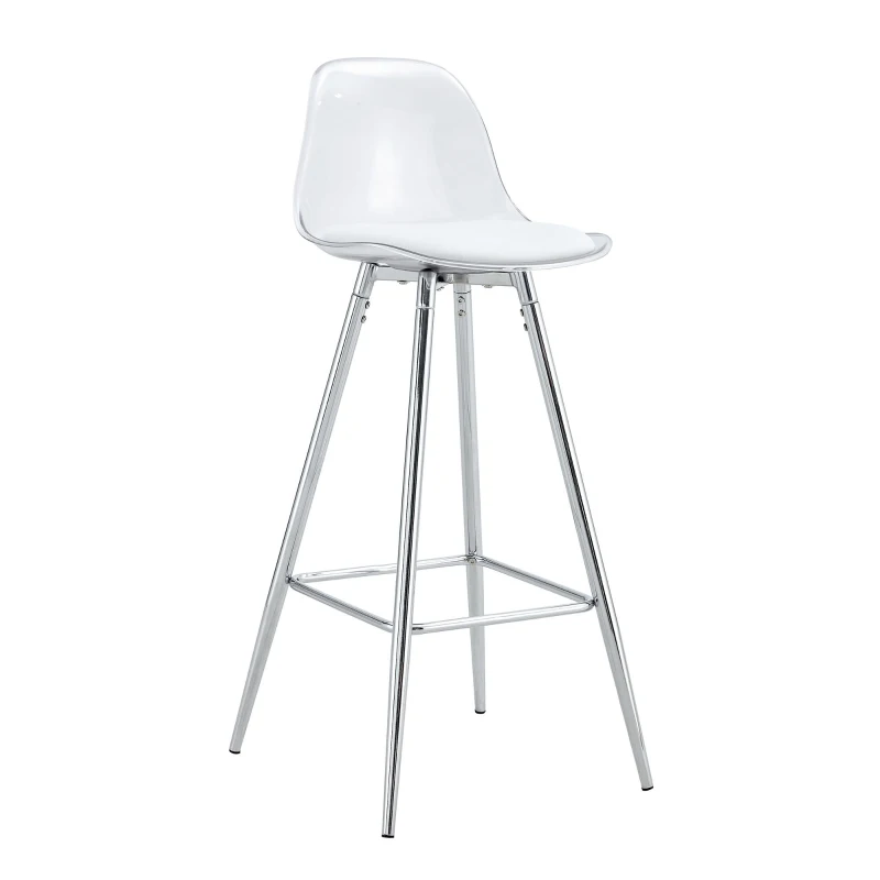 Lot de 2 tabourets de bar, design moderne et polyvalent idéal pour café, 38x33x96.5 cm, Argent+Transparent