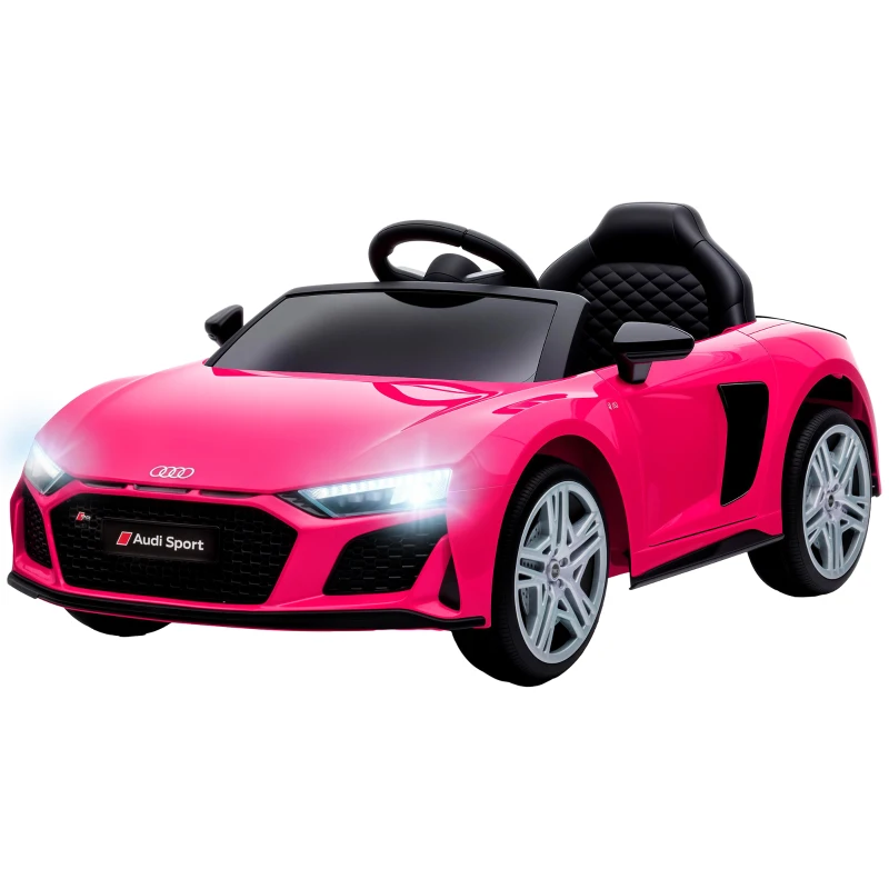 AIYAPLAY Elektryczny samochód dla dzieci 12V z pilotem, akumulator litowy, 2 silniki, łagodny rozruch, tylne zawieszenie Różowy